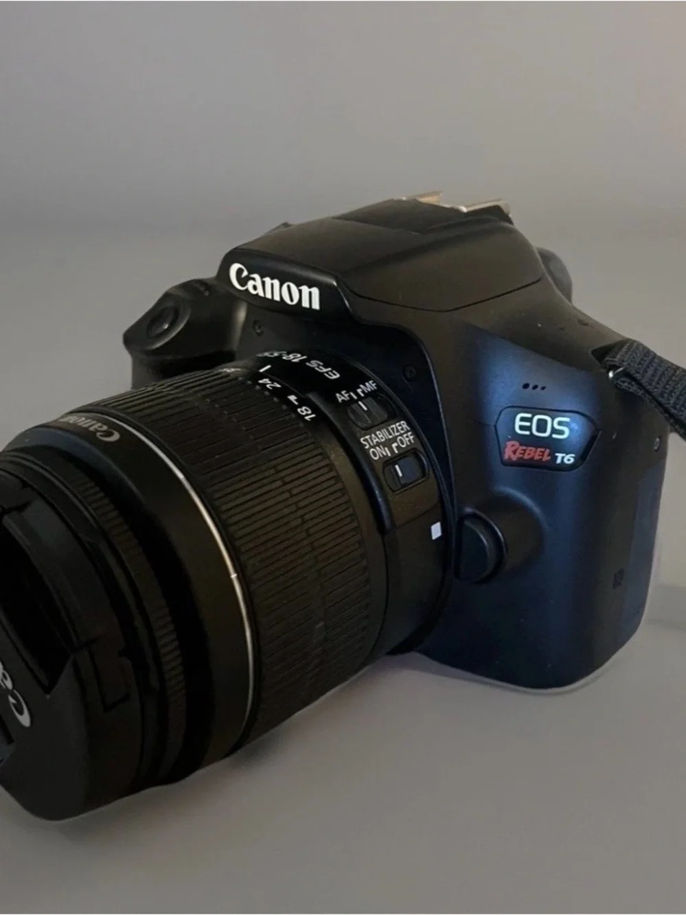 Canon DSLR Camera Kit in Black with Red-Trim Strap